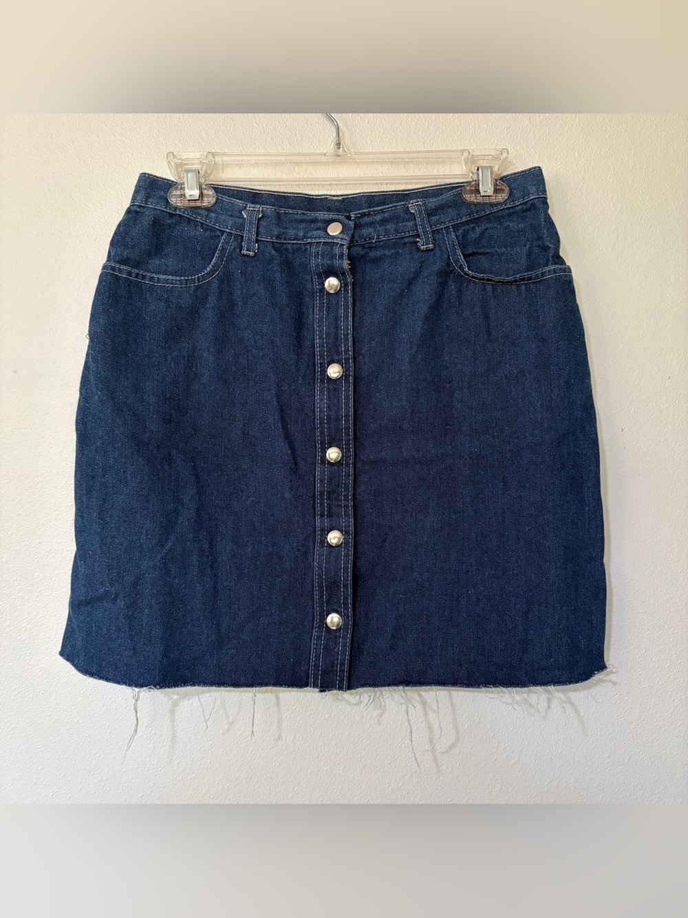 Vintage Creation Rhea Originals Button-Front Denim Mini Skirt